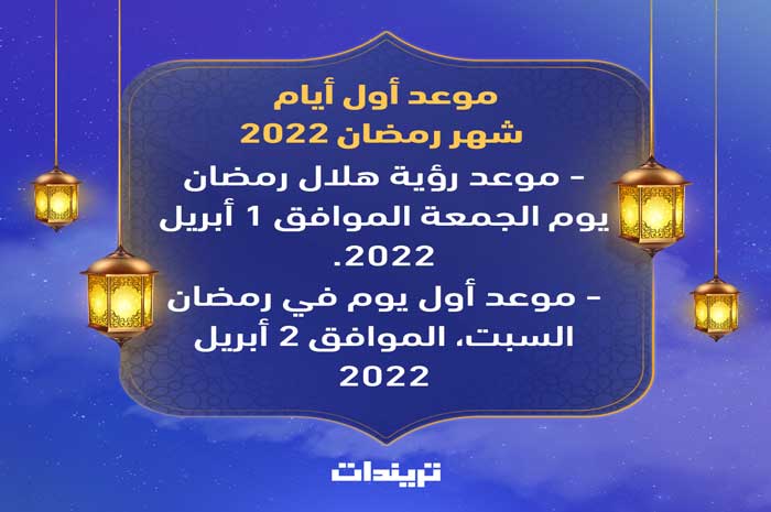 موعد رمضان 2022 ودعاء استقبال شهر رمضان 1443 تريندات