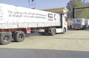 إدخال 6 شاحنات مساعدات إماراتية إلى قطاع غزة | المصري اليوم