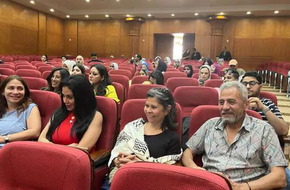 رانيا يوسف وصبري فواز أول حضور ندوة سينما المقاومة في غزة