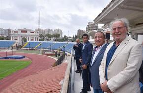 محافظ الإسكندرية يستقبل الملك أحمد فؤاد الثاني في ستاد الإسكندرية الرياضي الدولي