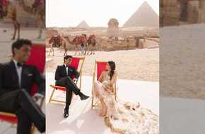 بحضور 130 شخصًا.. ملياردير أمريكي يقيم حفل زفافه أمام الأهرامات (صور وفيديو) | المصري اليوم