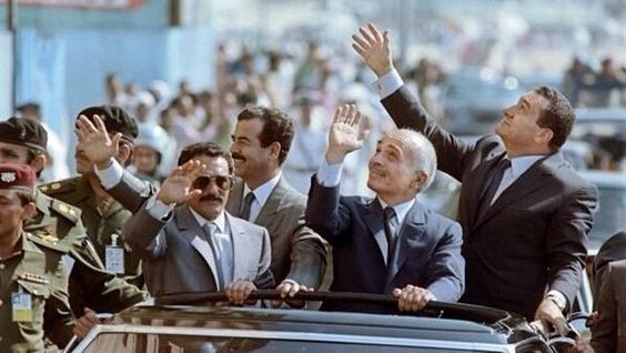 حسني مبارك، الملك حسين بن طلال، صدام حسين وعلي عبدالله صالح في الاسكندرية عام 1989