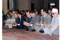حسني مبارك، الملك حسين بن طلال، صدام حسين وعلي عبدالله صالح في الاسكندرية عام 1989