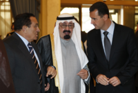مع الرئيس السوري بشار الأسد والرئيس المصري الأسبق حسني مبارك