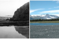 جبال سوير الذوبان الجليدي في ألاسكا. أغسطس 1941 - أغسطس 2004.
