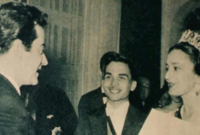 الملك الحسين بن طلال والاميرة دينا مع الموسيقار فريد الأطرش
